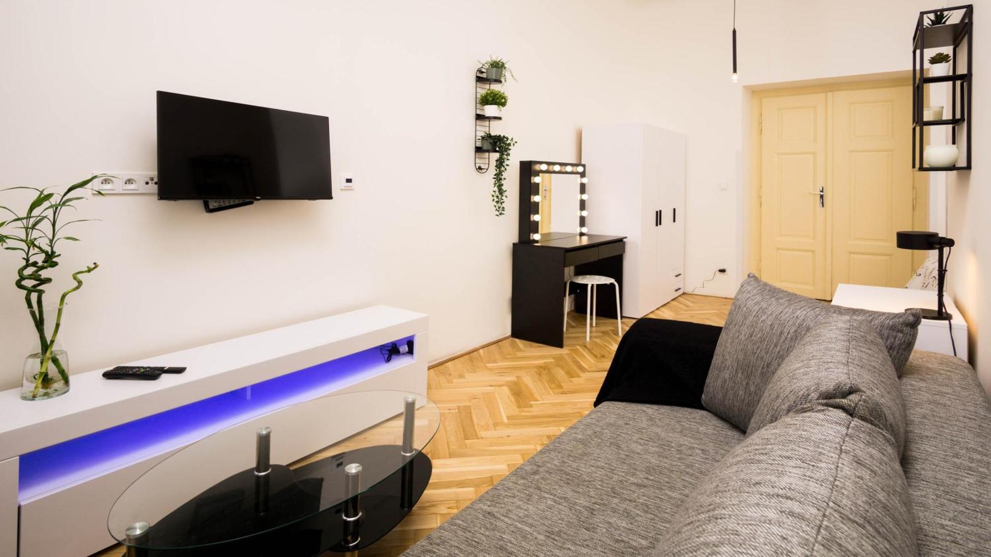 Black & White Apartment Prague By Wenceslas Square And Muzeum * Prag